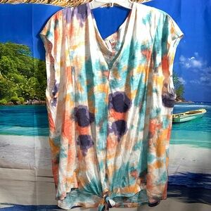 Live-Well Front Tie Tye dye Top
